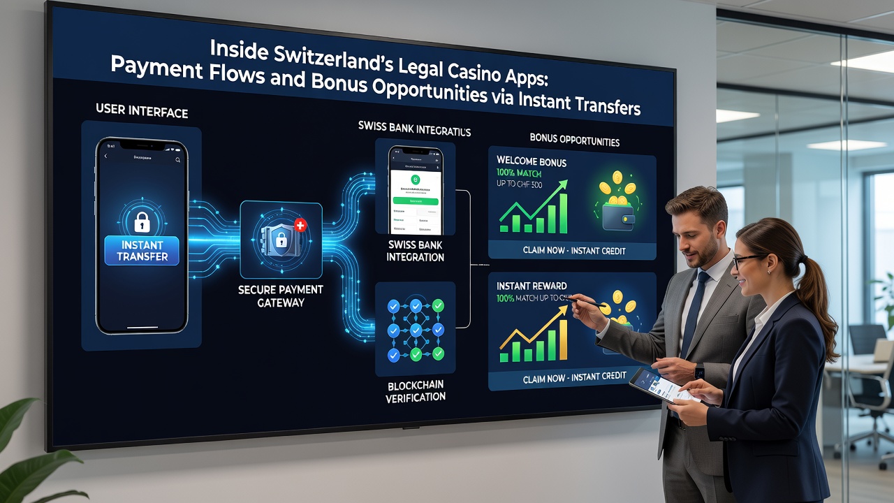 Diagram detailing bonus activation steps after instant transfers in Swiss regulated casino applications